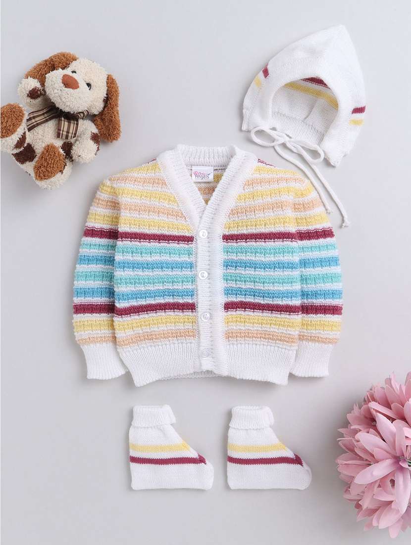 kids self designed sweater with woolen scoks & cap