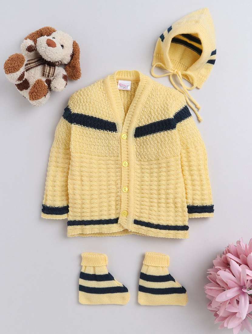 kids self designed sweater with woolen socks & cap