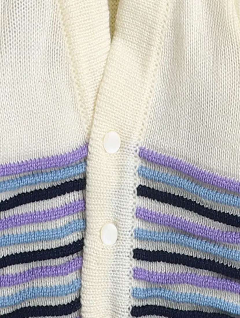 kids striped cardigan with woolen socks & cap - 22358643 -  Standard Image - 3