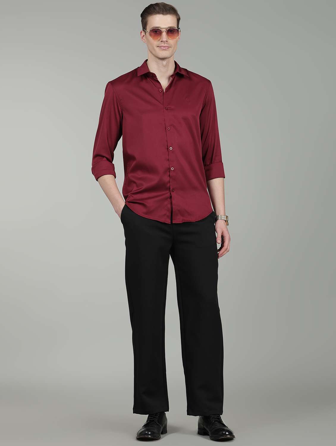 men solid long sleeve regular fit casual shirt - 22358670 -  Standard Image - 5