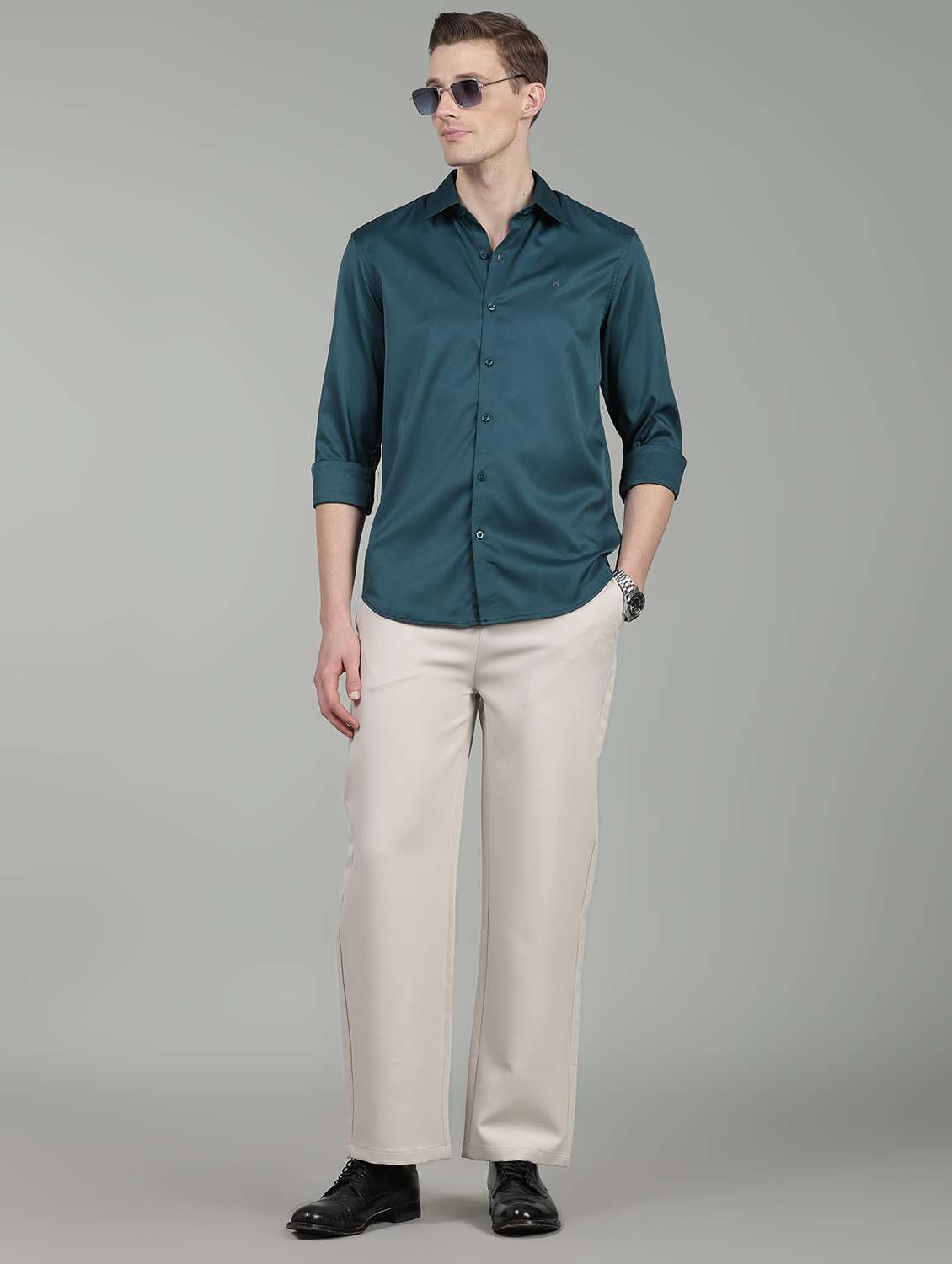 men solid long sleeve regular fit casual shirt - 22358672 -  Standard Image - 5