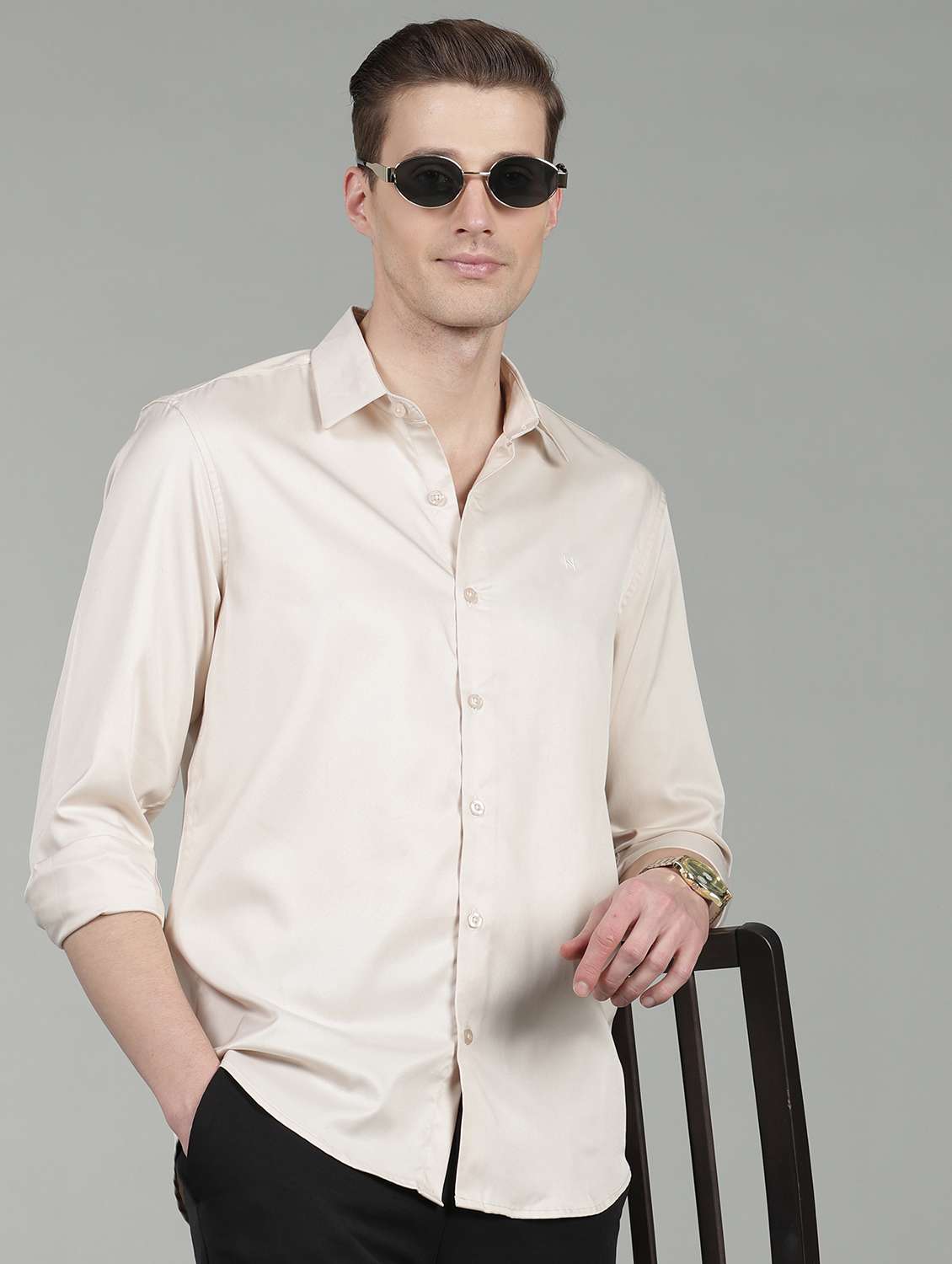 men solid long sleeve regular fit casual shirt
