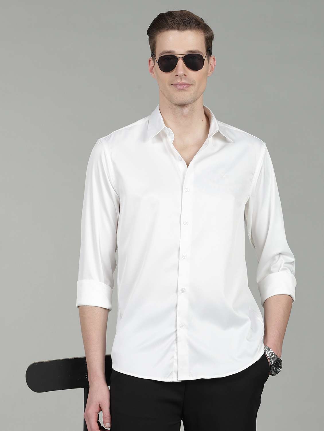 men solid long sleeve regular fit casual shirt