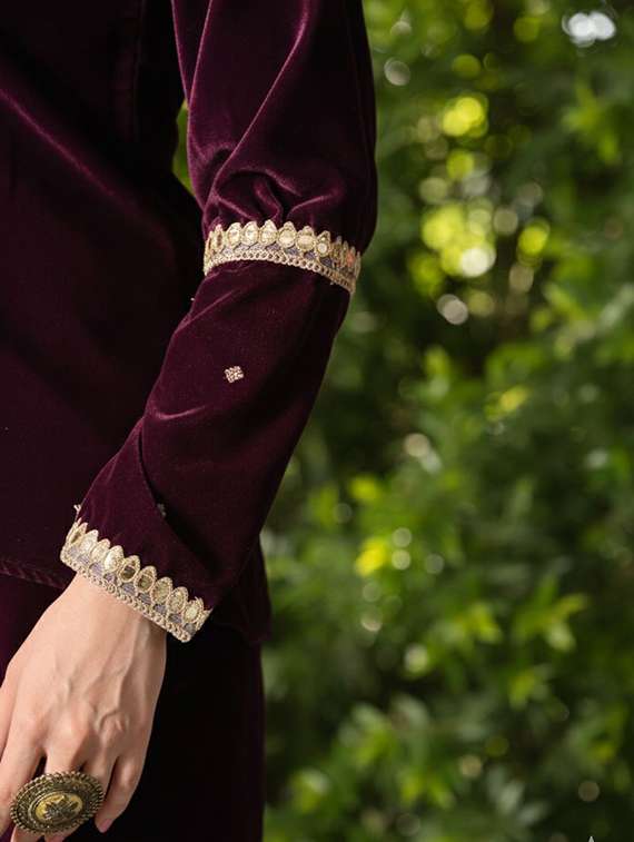 women gota detailed top and trouser co-ord set - 22358679 -  Standard Image - 3