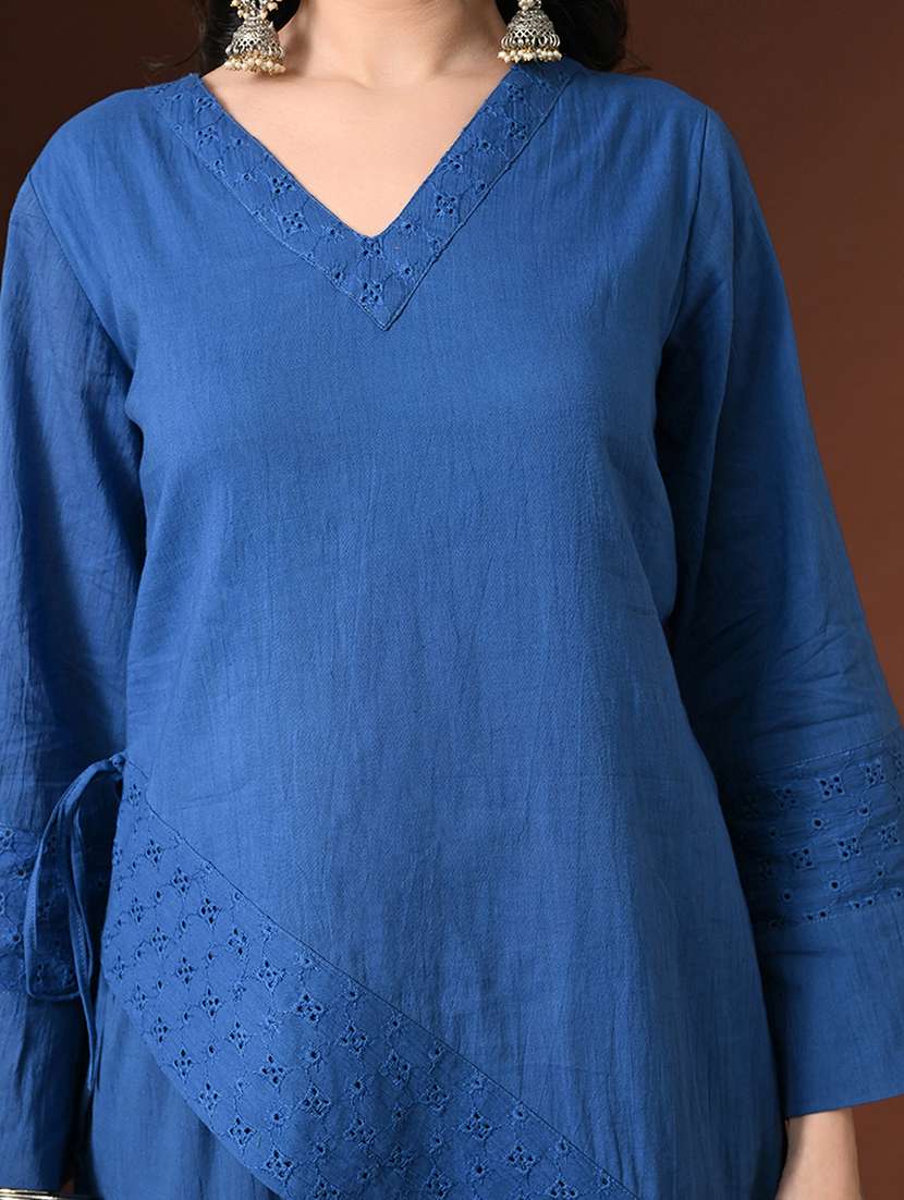 women solid long sleeve kurta palazzo set - 22358713 -  Standard Image - 3