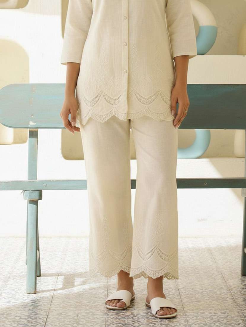 women solid with work three quarter sleeve ethnic co-ord set - 22358716 -  Standard Image - 3