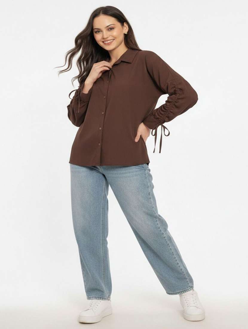 women solid long sleeve regualr fit shirt - 22358718 -  Standard Image - 3