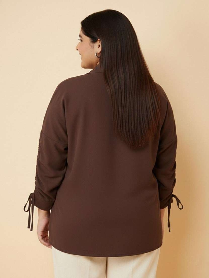 women plus size solid long sleeve regualr fit shirt - 22358719 -  Standard Image - 3