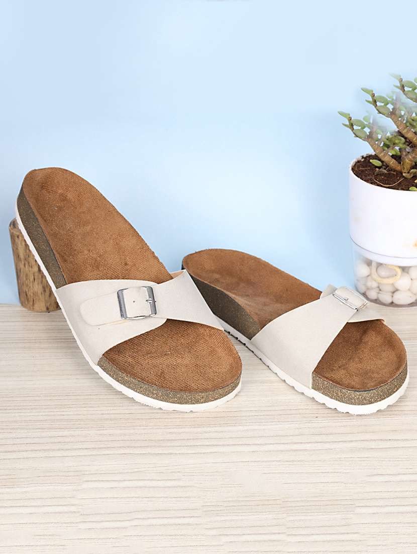 women solid slip on sandals