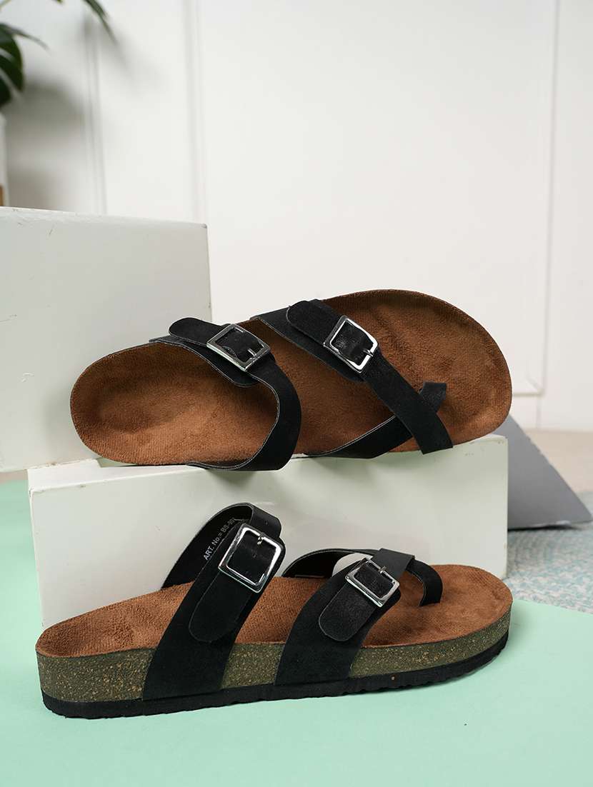 women solid slip on sandals