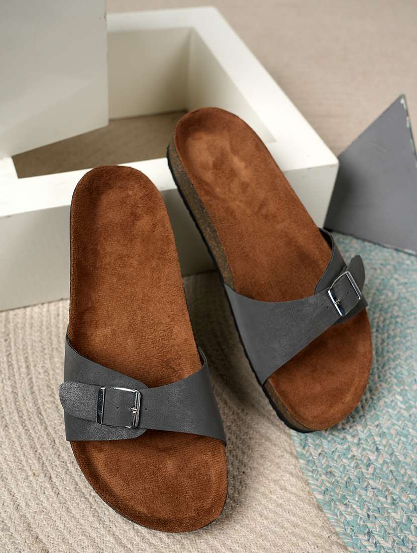 women solid slip on sandals