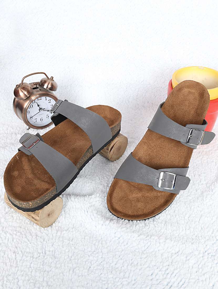 women solid slip on sandals