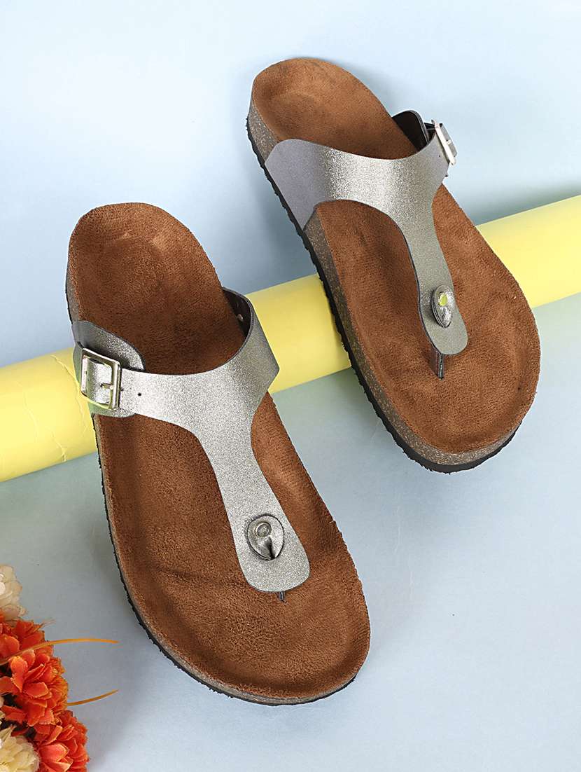 women solid slip on sandals