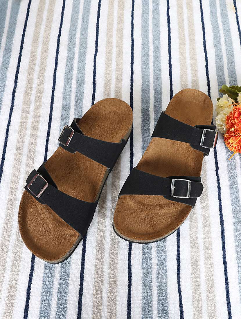 women solid slip on sandals