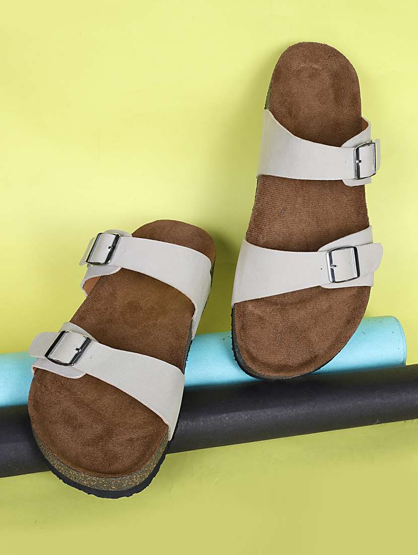 women solid slip on sandals