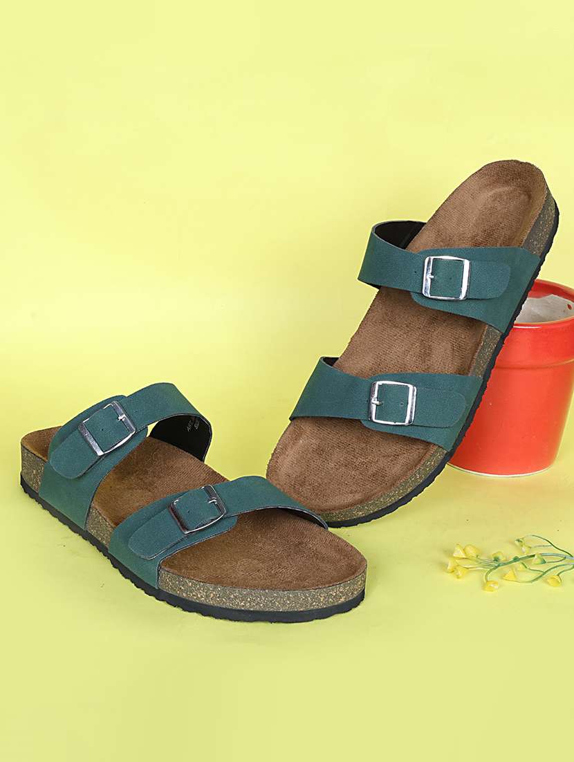 women solid slip on sandals