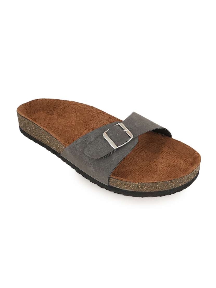 women solid slip on sandals
