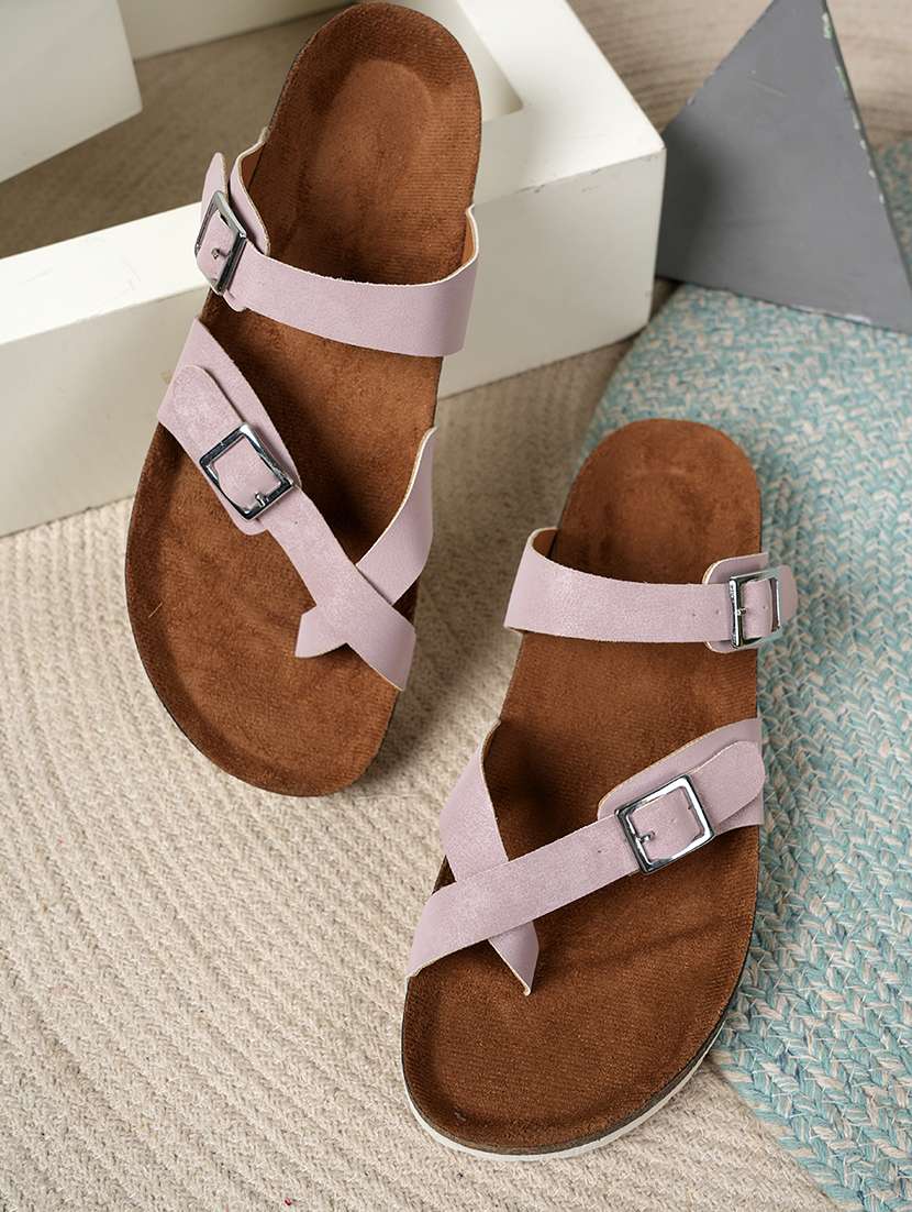 women solid slip on sandals