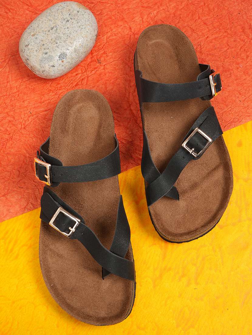 women solid slip on flat sandals
