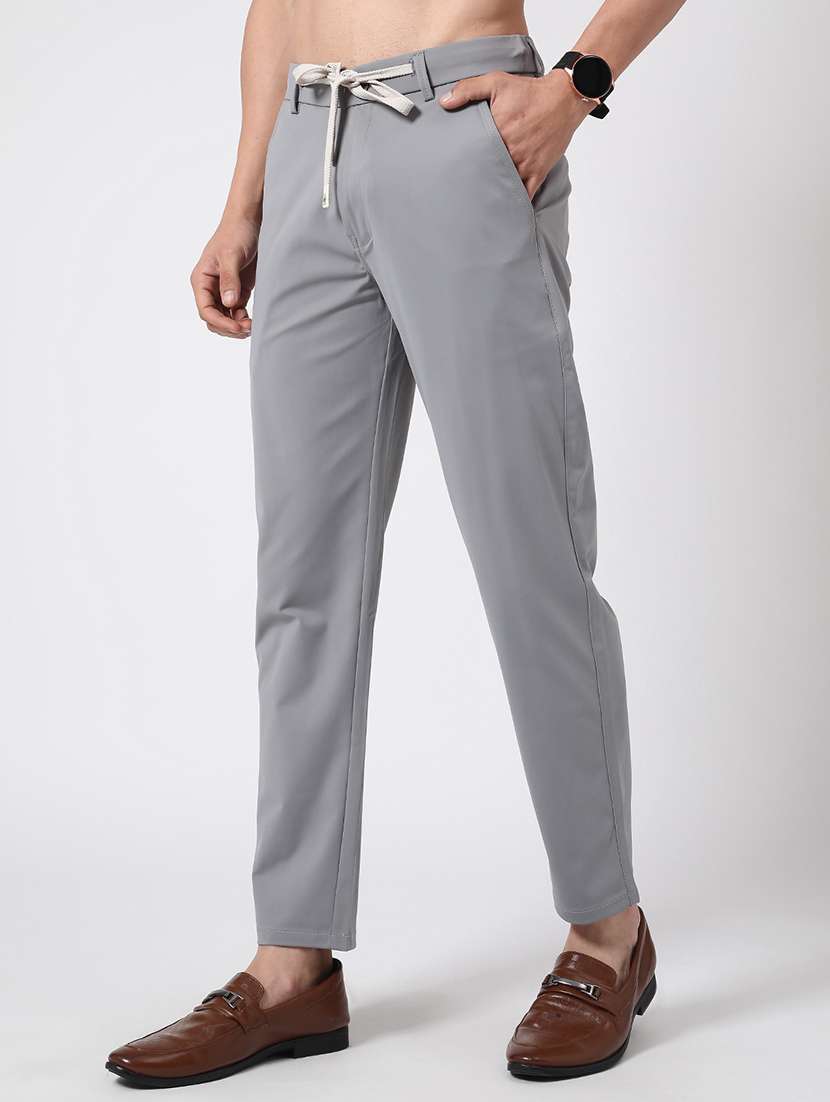 grey cotton chinos casual trousers