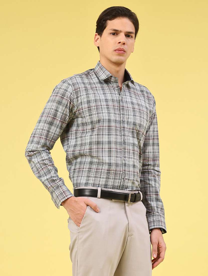 Men Checkered Long Sleeve Slim Fit Formal Shirt - 22359267 -  Standard Image - 3