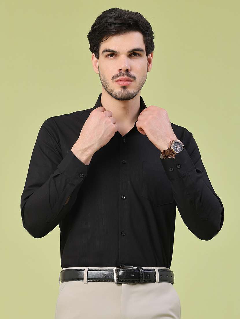 men self design long sleeve slim fit formal shirt - 22359269 -  Standard Image - 3
