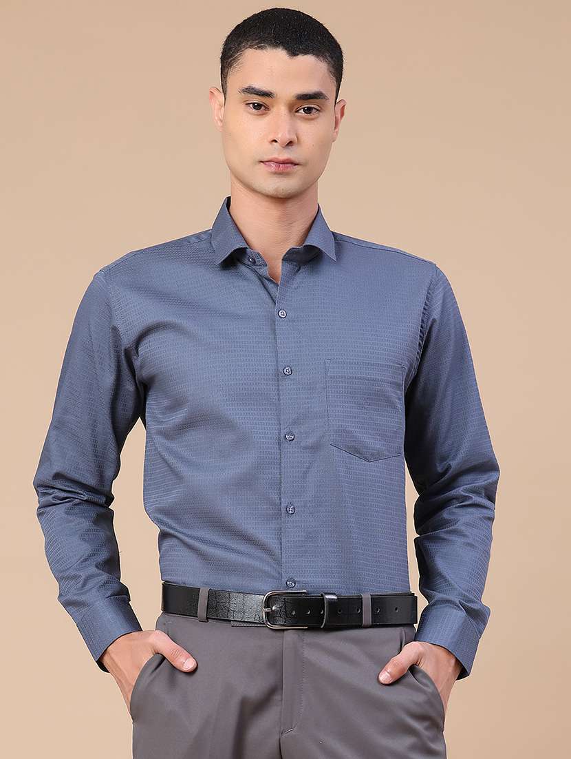 men self design long sleeve slim fit formal shirt - 22359270 -  Standard Image - 3