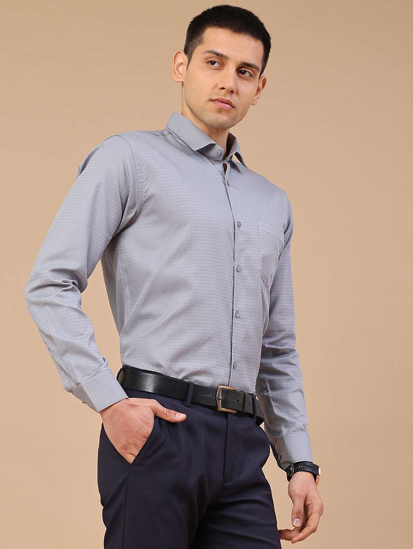 men self design long sleeve slim fit formal shirt - 22359271 -  Standard Image - 3