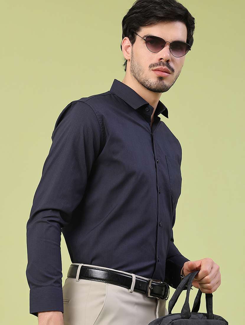 men solid long sleeve slim fit formal shirt