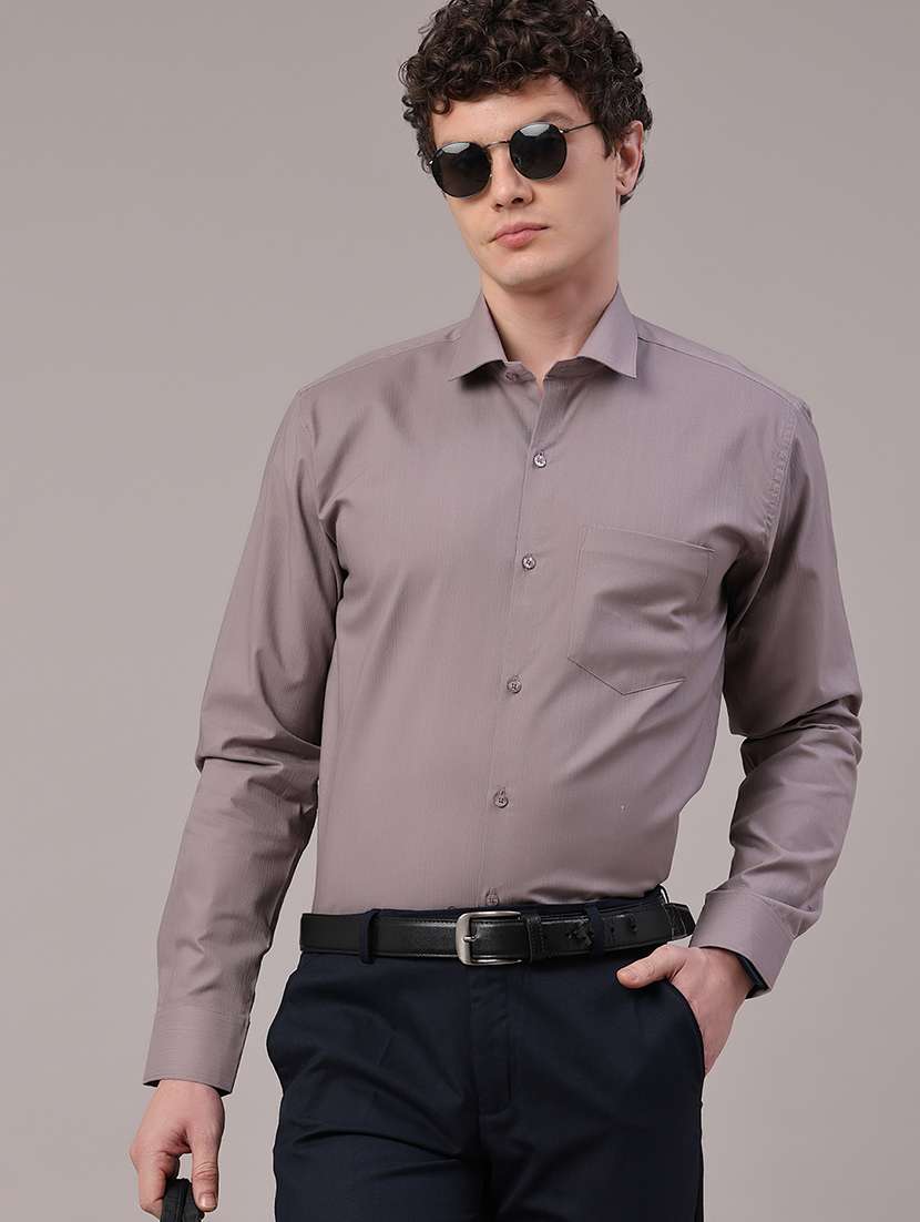 men self design long sleeve slim fit formal shirt