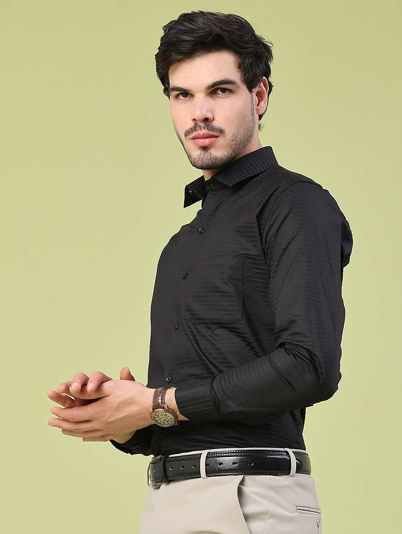 men self design long sleeve slim fit formal shirt - 22359285 -  Standard Image - 3