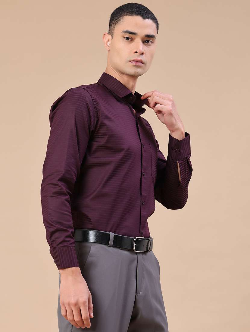 men self design long sleeve slim fit formal shirt - 22359286 -  Standard Image - 3