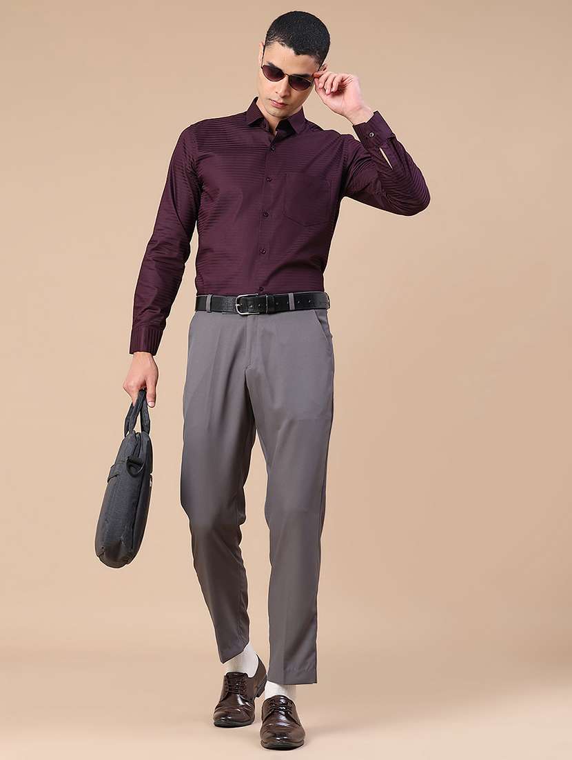 men self design long sleeve slim fit formal shirt - 22359286 -  Standard Image - 5