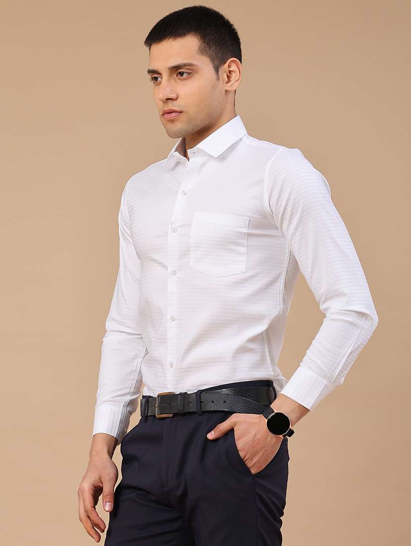 men self design long sleeve slim fit formal shirt - 22359287 -  Standard Image - 3