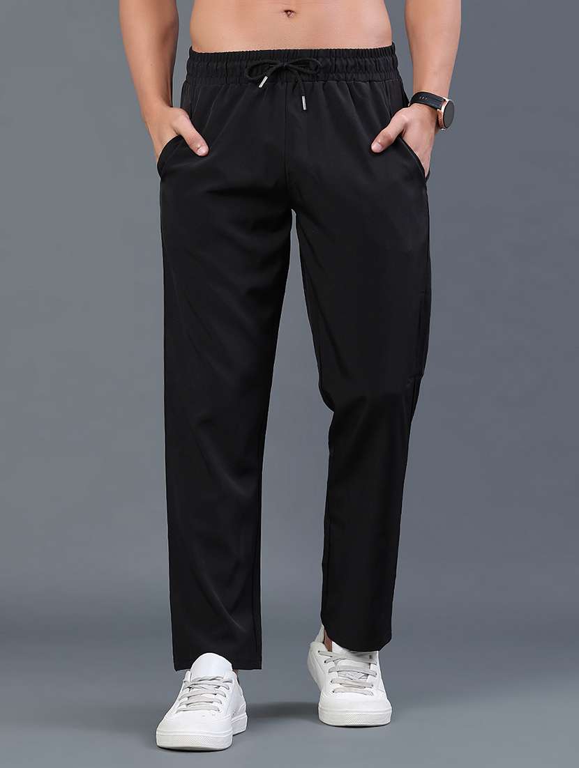men solid mid rise track pant
