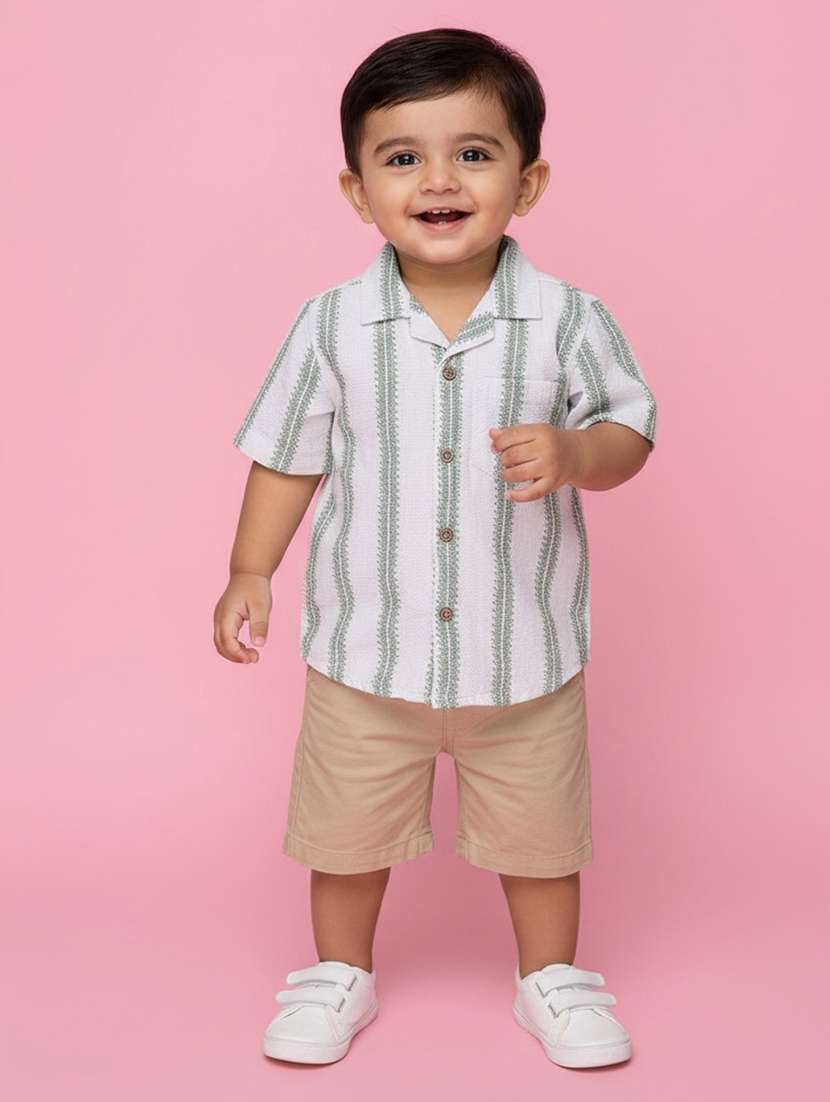 boys self design short sleeves casual shirt