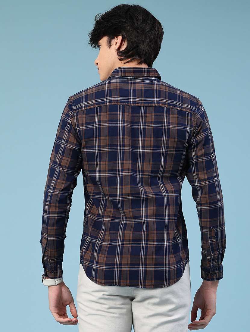 men checkered long sleeve slim fit casual shirt - 22359855 -  Standard Image - 3