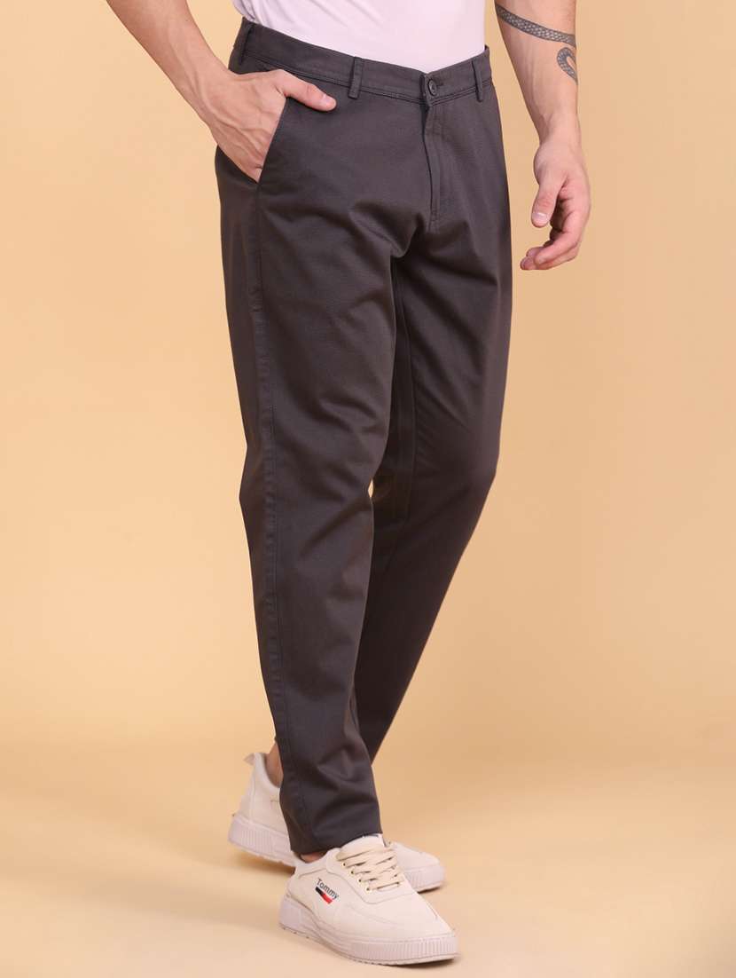 Men Solid Mid Rise Chinos Casual Trouser - 22359883 -  Standard Image - 3