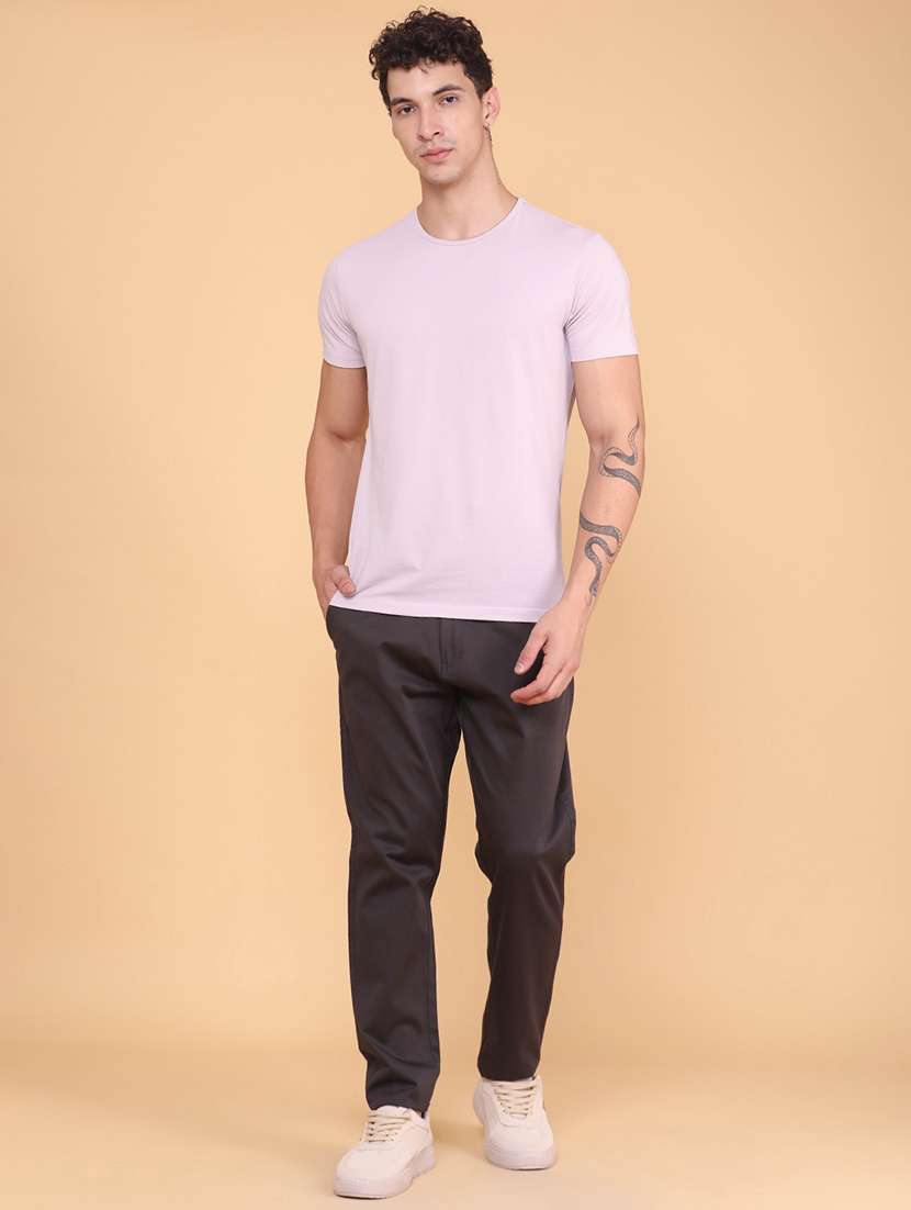 Men Solid Mid Rise Chinos Casual Trouser - 22359883 -  Standard Image - 5