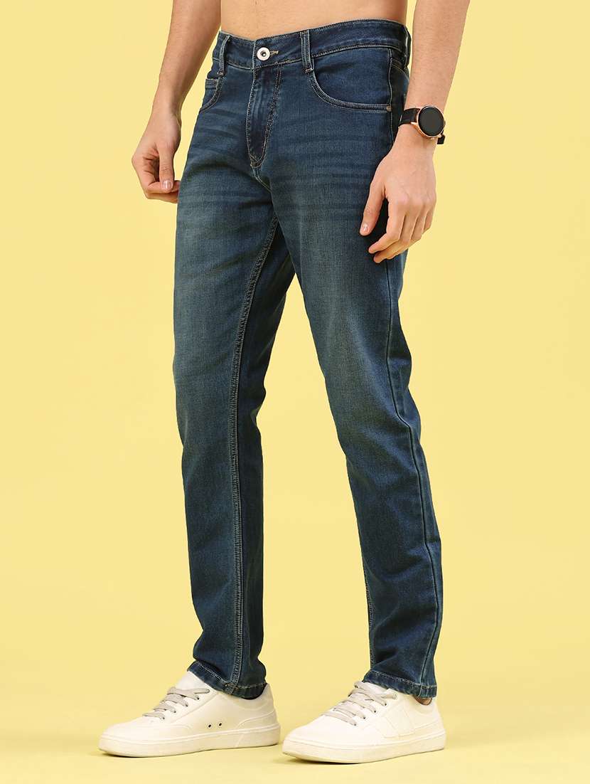 men washed mid rise full length tapered jeans - 22359936 -  Standard Image - 3