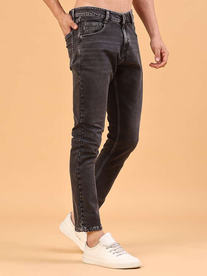 men plain mid rise ankle length slim fit jeans - 22359938 -  Standard Image - 3