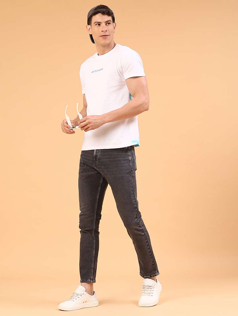 men plain mid rise ankle length slim fit jeans - 22359938 -  Standard Image - 5
