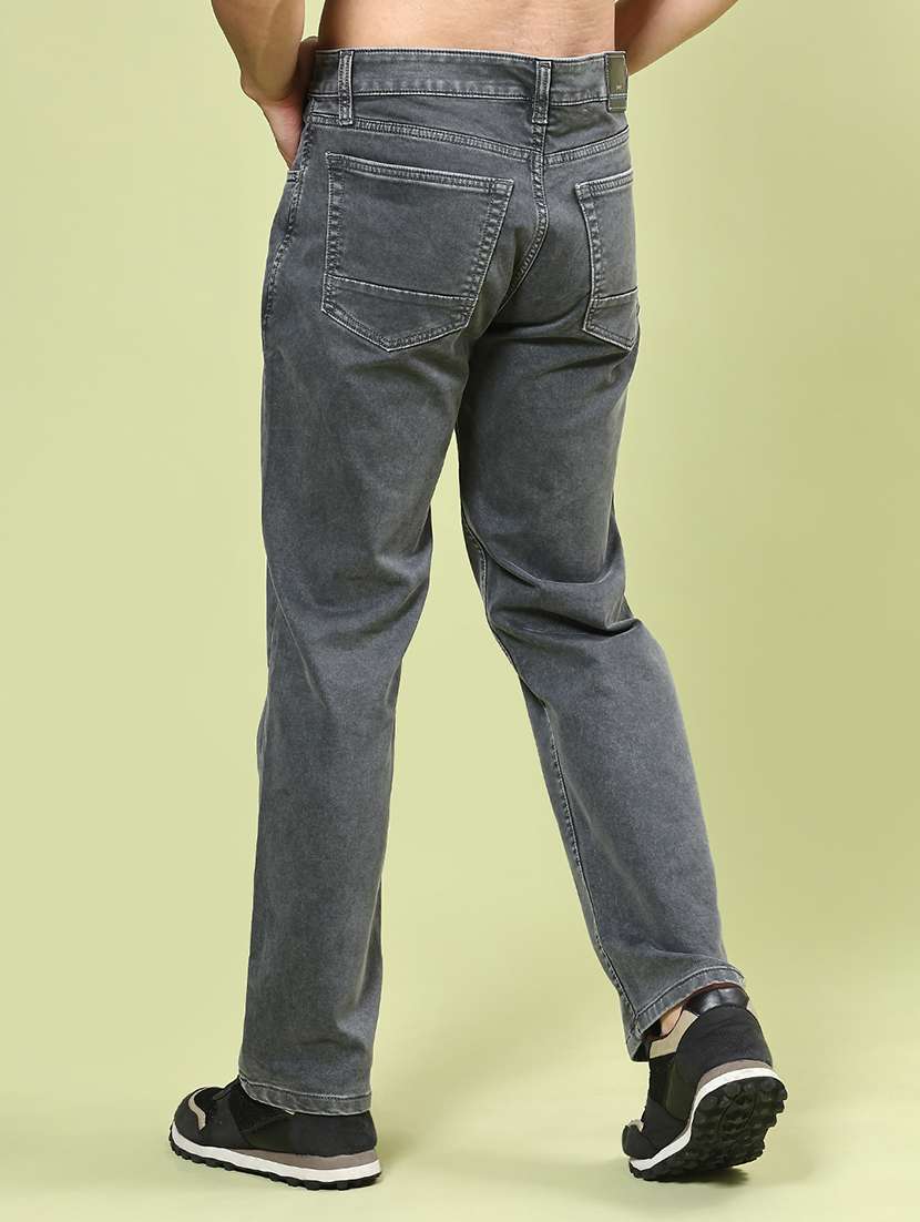 men plain mid rise full length straight jeans - 22359939 -  Standard Image - 3