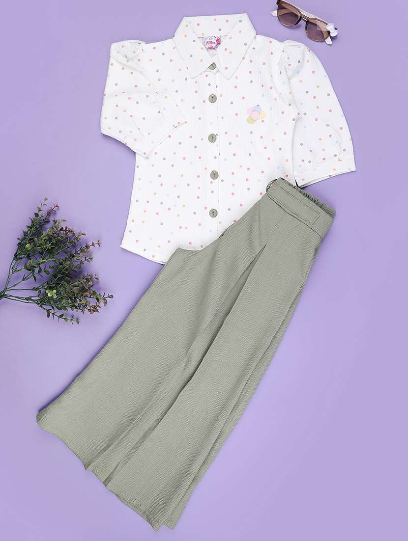 green polyester twin sets & jump suit