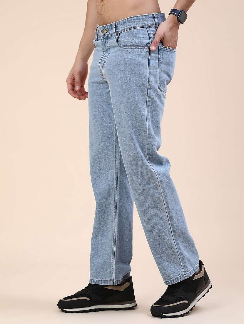 men plain mid rise full length straight jeans - 22359949 -  Standard Image - 3