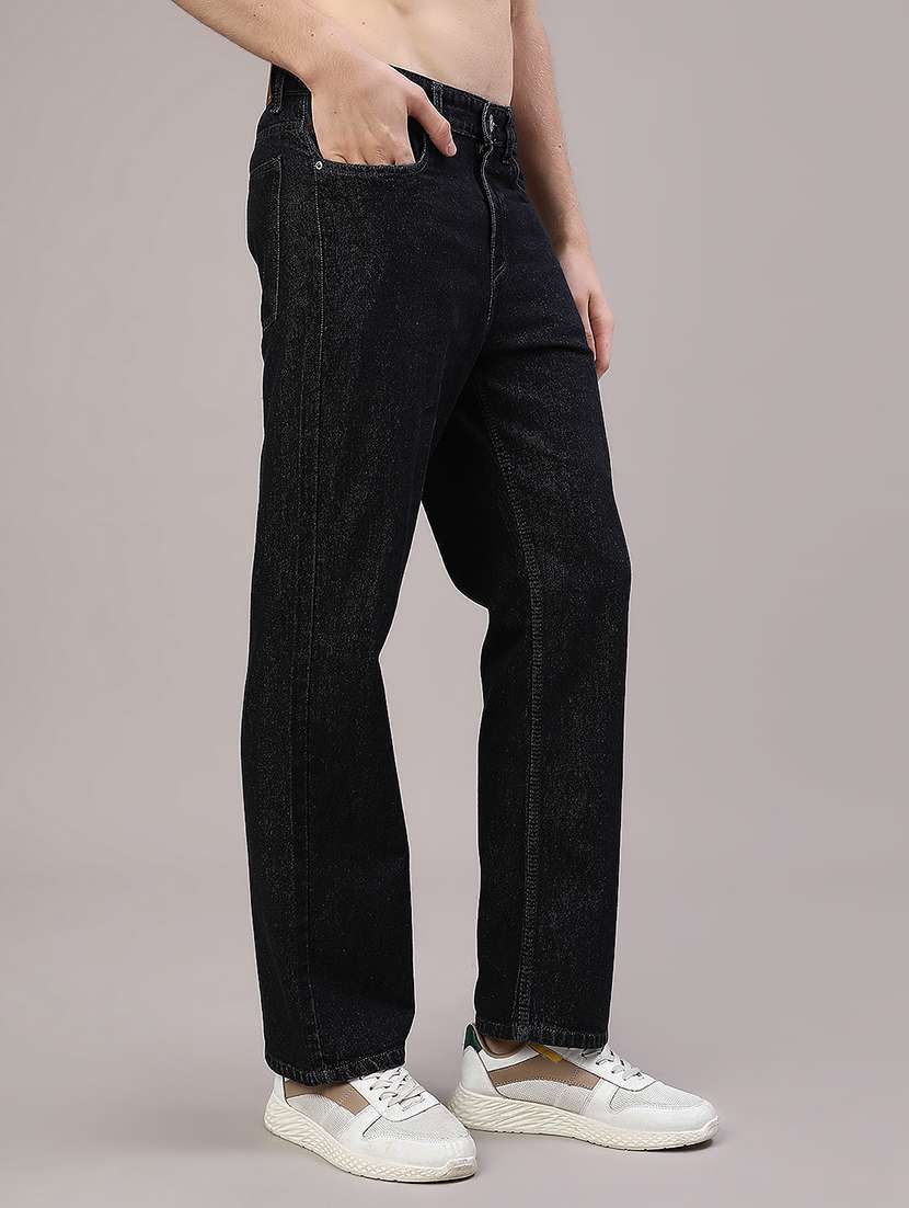 men plain mid rise full length straight jeans - 22359950 -  Standard Image - 3