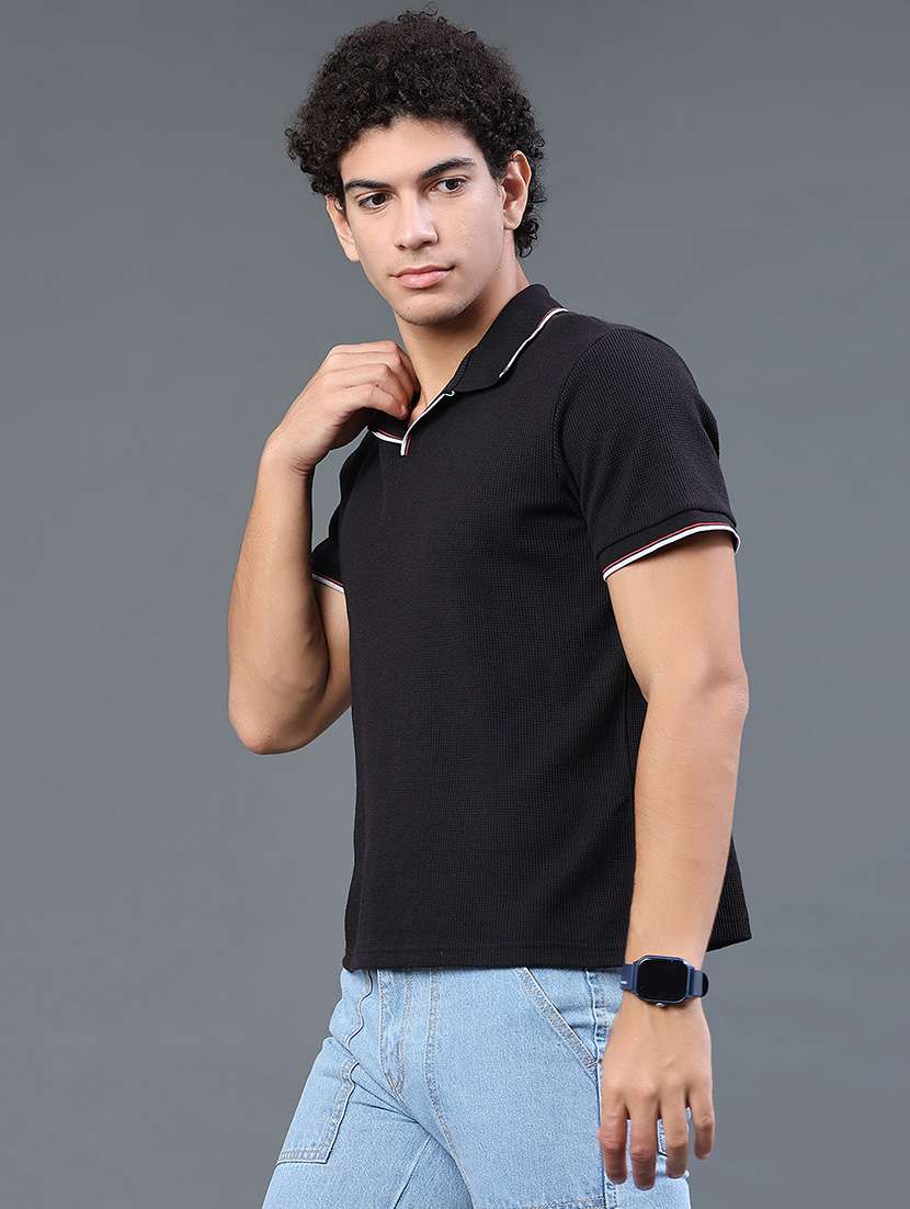 men textured short sleeve regular fit polo t-shirt - 22359960 -  Standard Image - 3