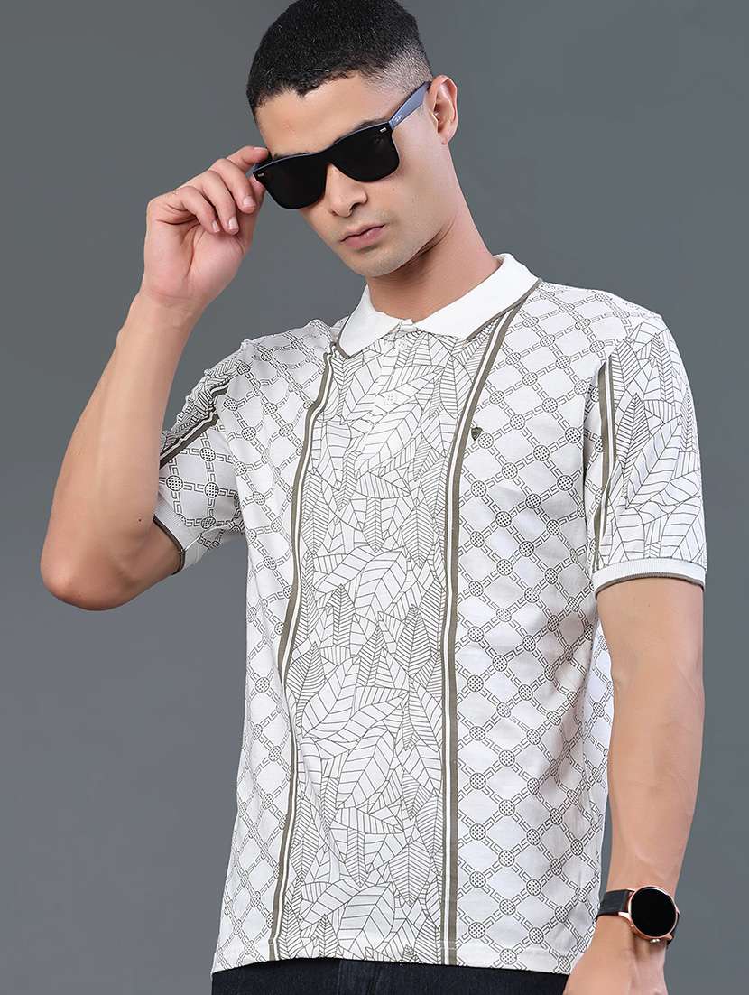 men printed short sleeve regular fit polo t-shirt