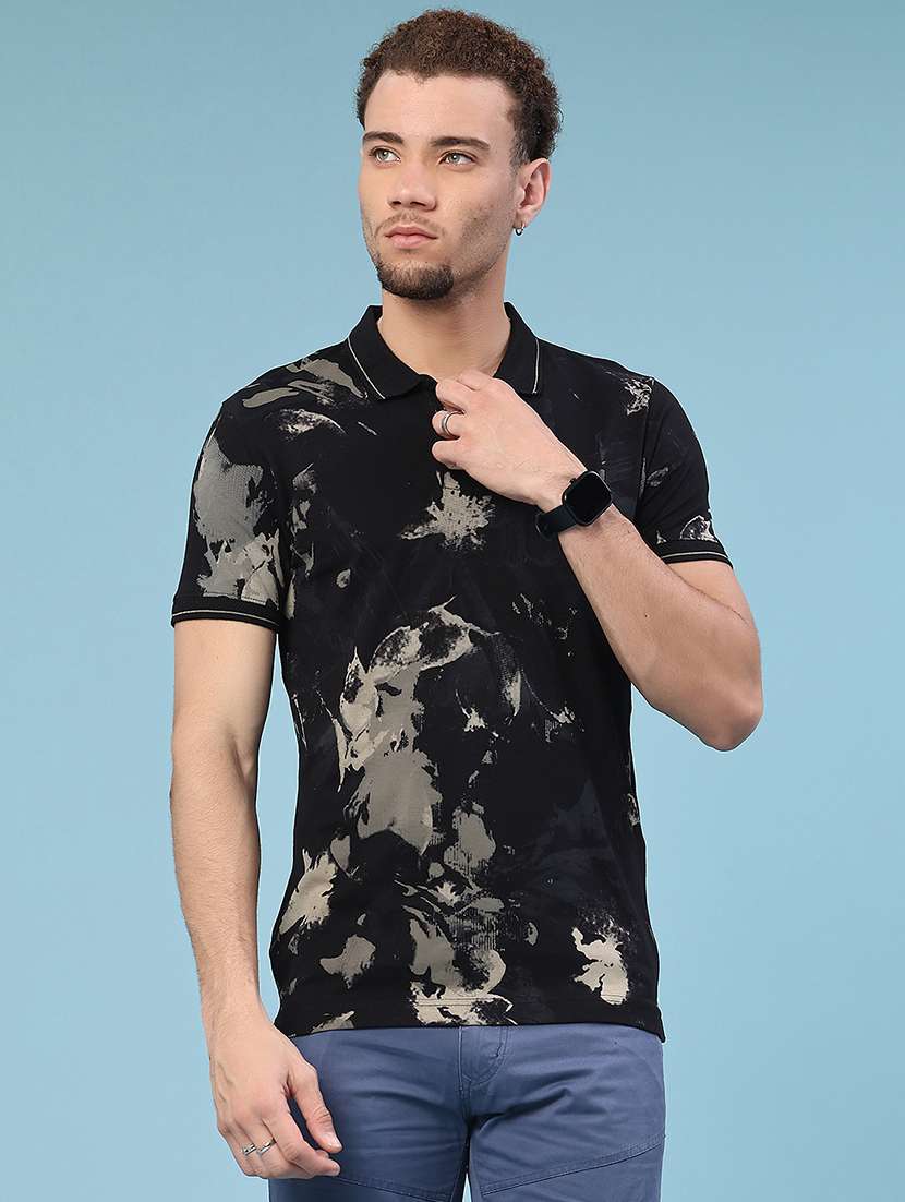 black cotton blend plain tshirt