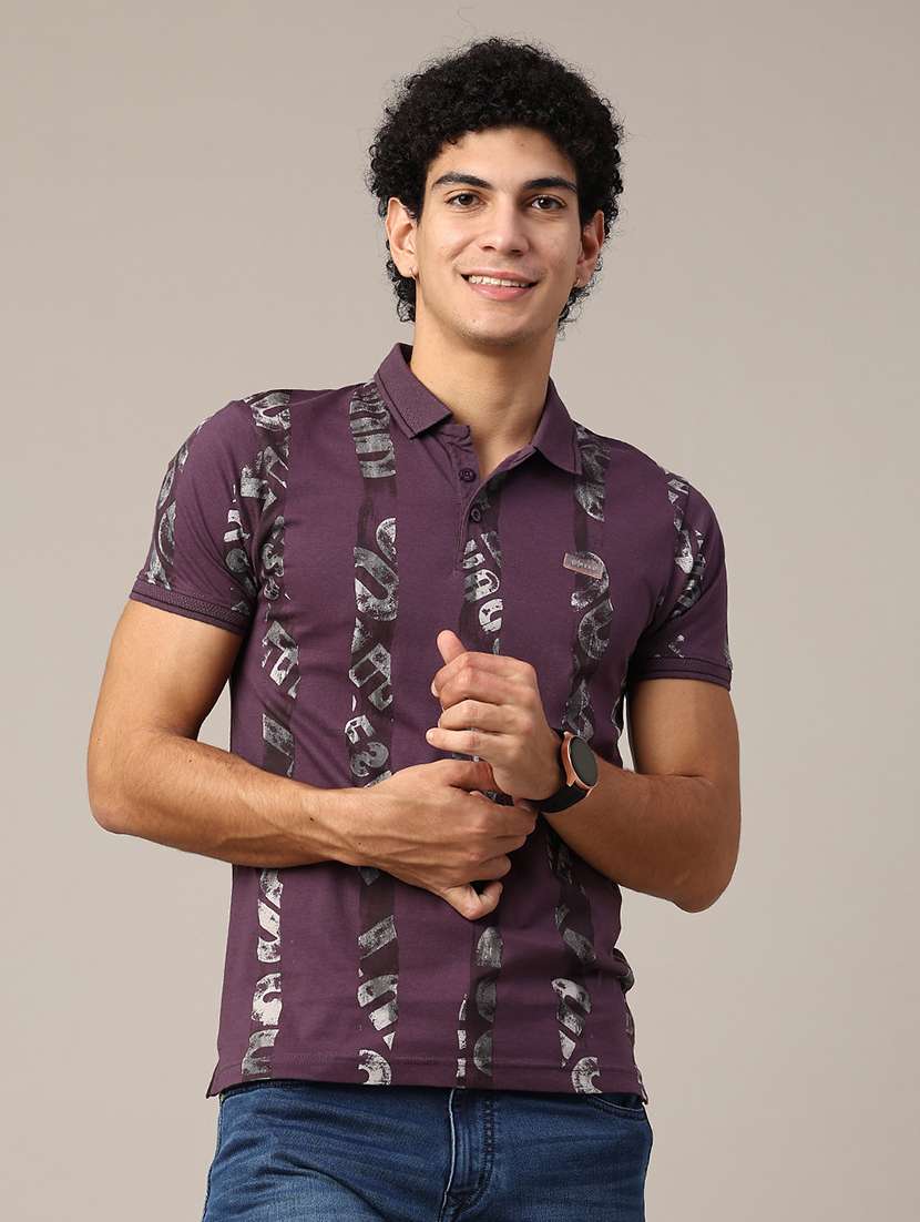 purple cotton blend plain tshirt
